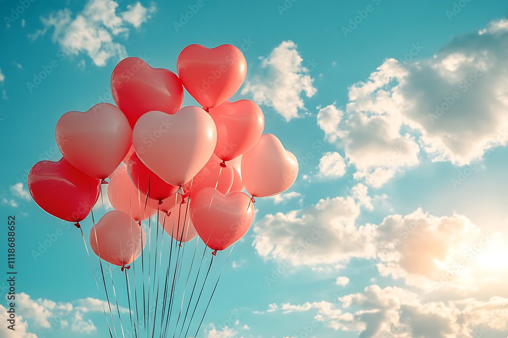 A Valentine’s Day design featuring heart-shaped balloons floating in a serene blue sky, symbolizing love, joy, and celebration of romance.
A Valentine’s Day design featuring heart-shaped balloons floating in a serene blue sky, symbolizing love, joy, and celebration of romance.