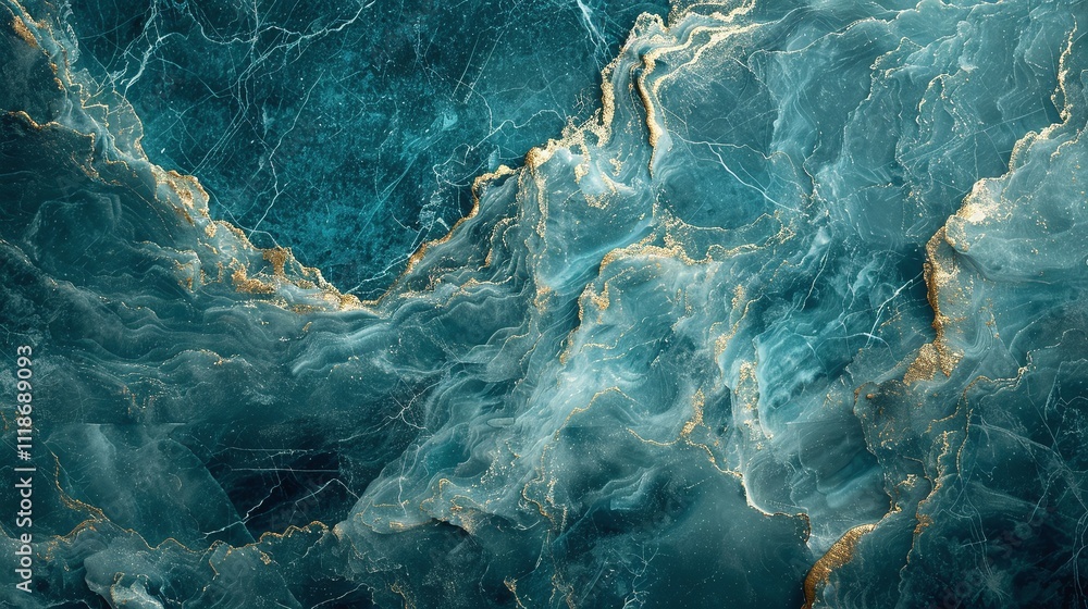 Obraz premium Abstract blue marble texture, luxurious natural stone surface, golden veining, elegant background, geological patterns, polished design, minimalist decor