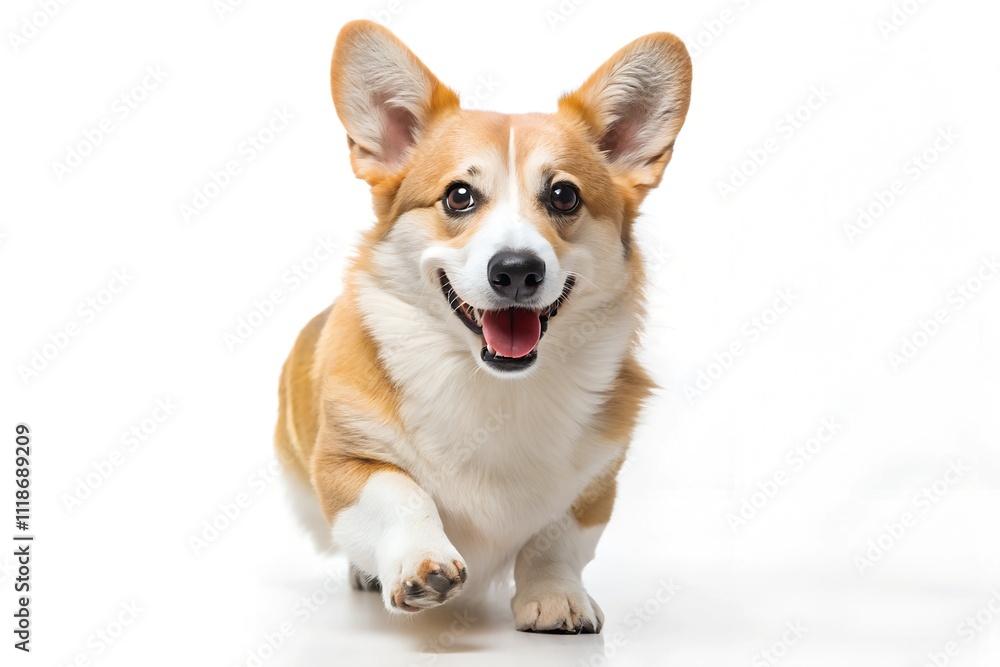 running corgi dog isolated on White background running corgi dog isolated on White background