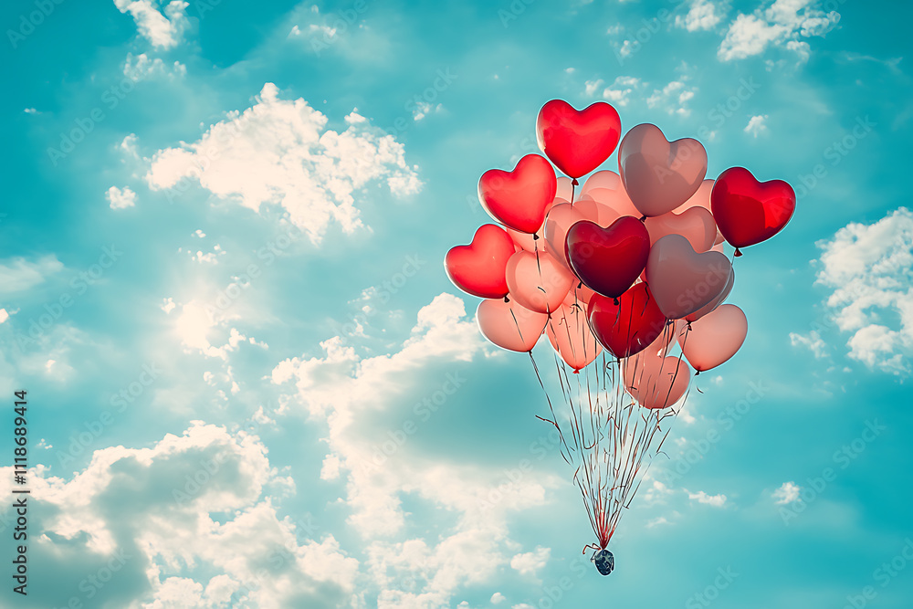 A Valentine’s Day design featuring heart-shaped balloons floating in a serene blue sky, symbolizing love, joy, and celebration of romance.
A Valentine’s Day design featuring heart-shaped balloons floating in a serene blue sky, symbolizing love, joy, and celebration of romance.