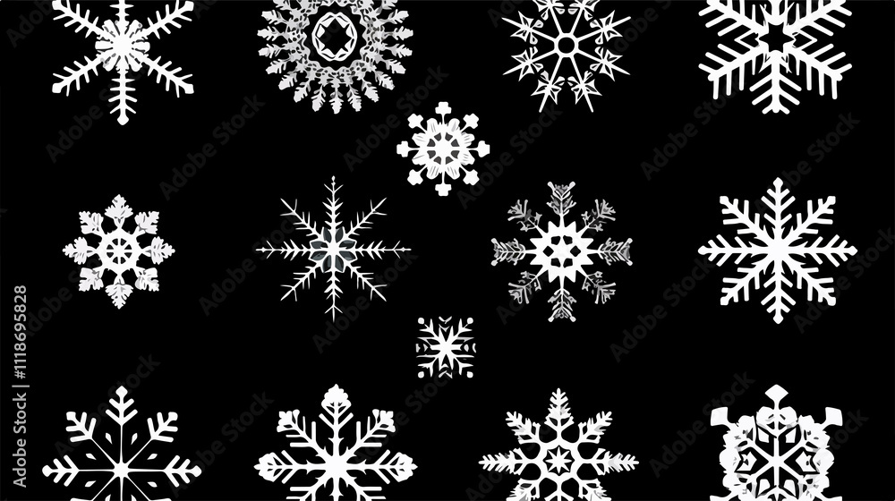 Snowflake Set Vector Silhouette Symbol for Icon Design Snowflake Set Vector Silhouette Symbol for Icon Design