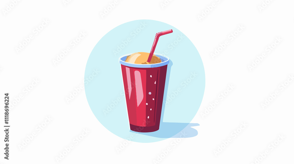 Red Soda Packaging Icon Glass Straw - Quirky Drink Image Red Soda Packaging Icon Glass Straw - Quirky Drink Image