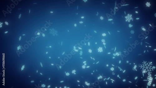 White snowflakes falling on icey background 4k