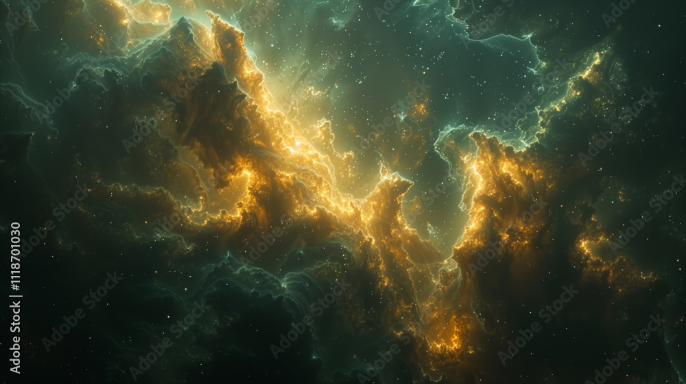Fototapeta premium Spiral galaxy glowing in deep space with intricate star formations and luminous gas clouds
