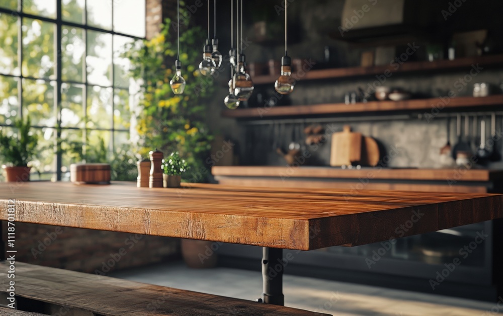 Flying wooden dining tables with vibrant textures and dynamic motion, set in a rustic farmhouse kitchen background Flying wooden dining tables with vibrant textures and dynamic motion, set in a rustic farmhouse kitchen background