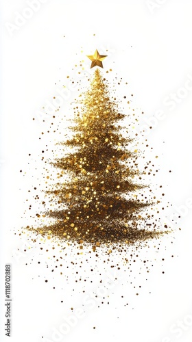 Golden glitter tree decoration design for festive celebrations and holiday cheer