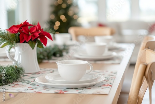Wallpaper Mural Elegant festive dining setup with holiday decorations and warm ambiance in a cozy living space Torontodigital.ca