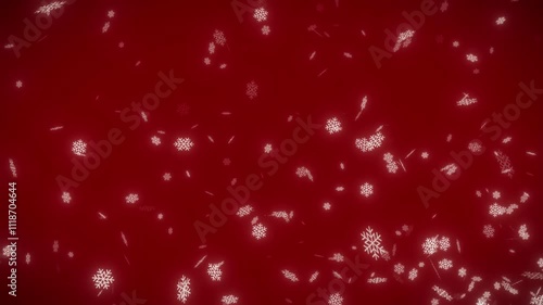White Snowflakes falling on red background 4K