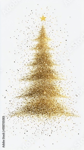 Golden glitter tree decoration design for festive celebrations and holiday cheer