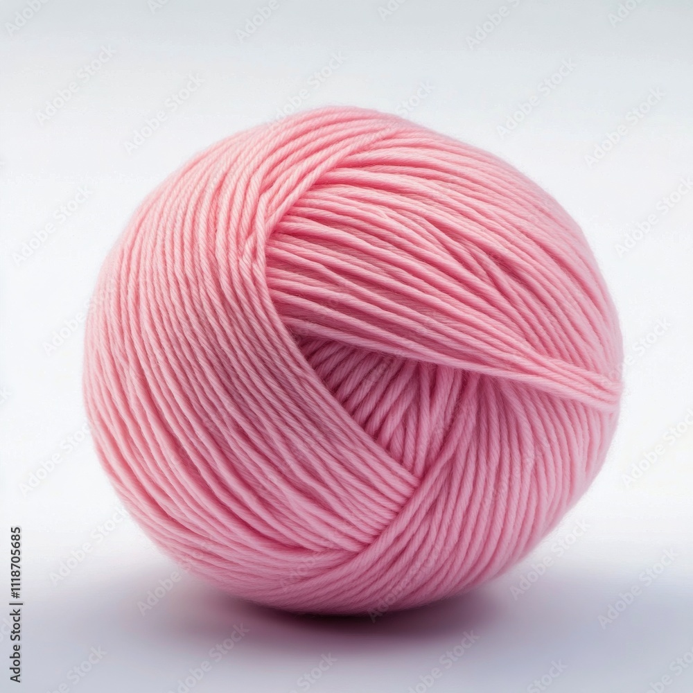 Soft pink yarn ball resting on a light surface with gentle shadow Soft pink yarn ball resting on a light surface with gentle shadow