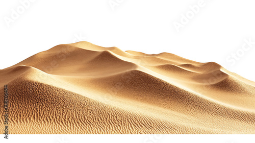 Desert sand pile, dune isolated on white background, with clipping path side view illustration.