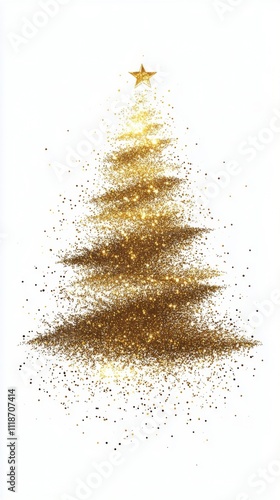 Golden glitter tree decoration design for festive celebrations and holiday cheer