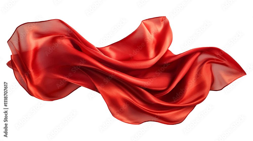 floating elegance glamour silk skirt long train. Beautiful flowing fabric flying wind. Red wavy satin. Abstract element cloth design. Image isolated white background. natural soft light floating elegance glamour silk skirt long train. Beautiful flowing fabric flying wind. Red wavy satin. Abstract element cloth design. Image isolated white background. natural soft light