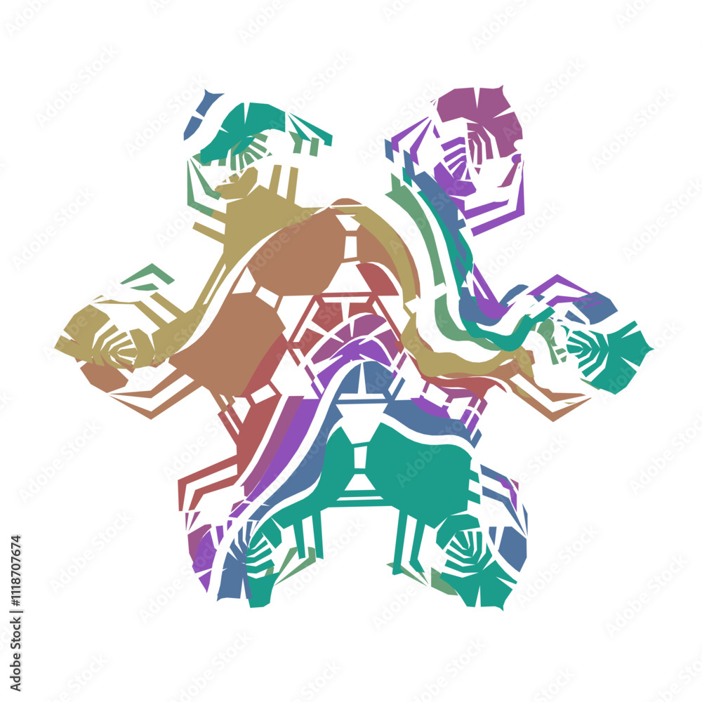 Author's design of white hexagonal vector snowflake made of wavy elements Author's design of white hexagonal vector snowflake made of wavy elements