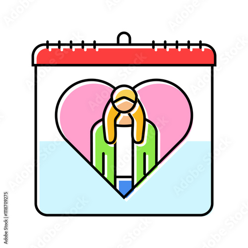 girl child international day color icon vector. girl child international day sign. isolated symbol illustration