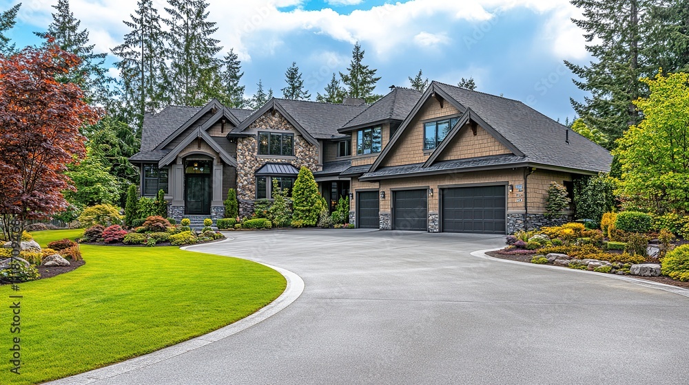 A beige siding house exterior with white trim, showcasing a timeless and elegant design, perfect for architectural and real estate visuals. A beige siding house exterior with white trim, showcasing a timeless and elegant design, perfect for architectural and real estate visuals.