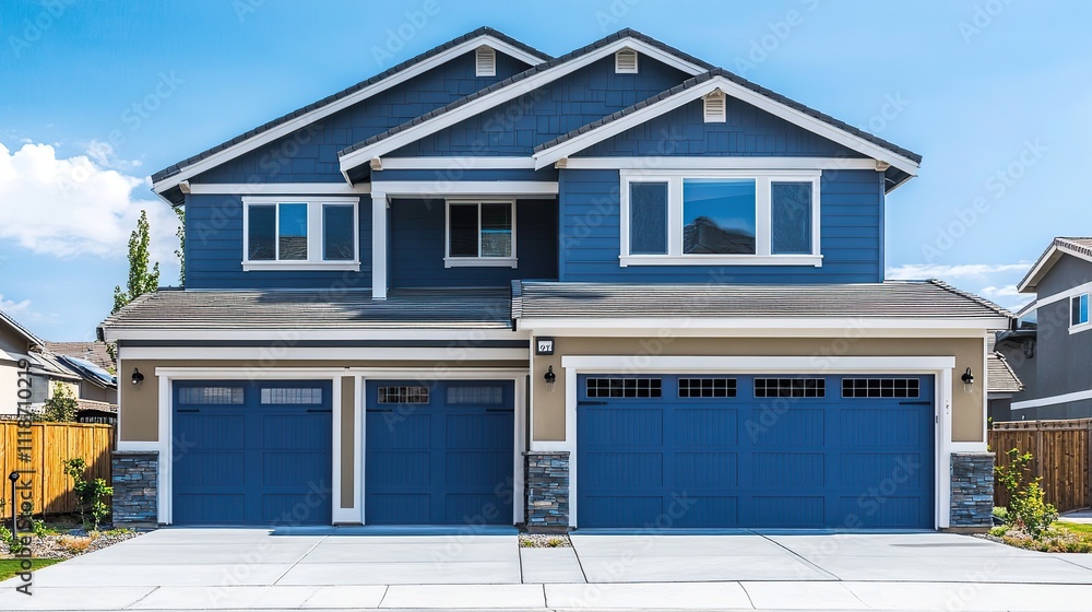 A beige siding house exterior with white trim, showcasing a timeless and elegant design, perfect for architectural and real estate visuals. A beige siding house exterior with white trim, showcasing a timeless and elegant design, perfect for architectural and real estate visuals.