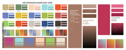 Fashion color trend Autumn Winter 2025. Color palette forecast of the future color trend. Stock vector palette of shades	