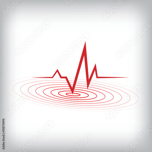 Horizontal earthquake line and radial lines. vector that can be added to the design and photo