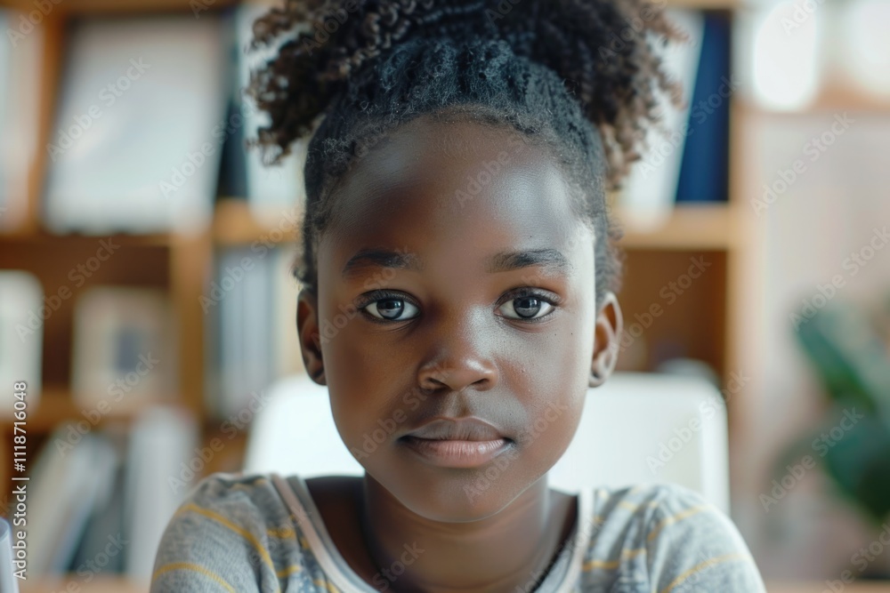 African girl in online class with teacher and classmates. African girl in online class with teacher and classmates.