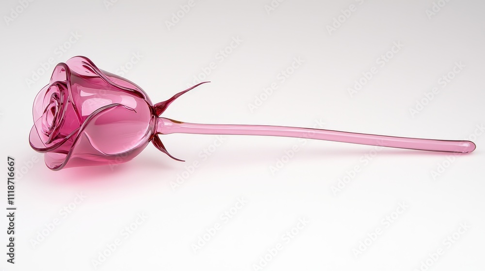 Elegant Pink Glass Rose on a Minimalist Background for Decorative Use Elegant Pink Glass Rose on a Minimalist Background for Decorative Use