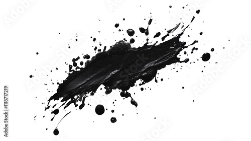 Black paint splash isolated on transparent background, ideal for artistic designs, backgrounds, or creative projects.