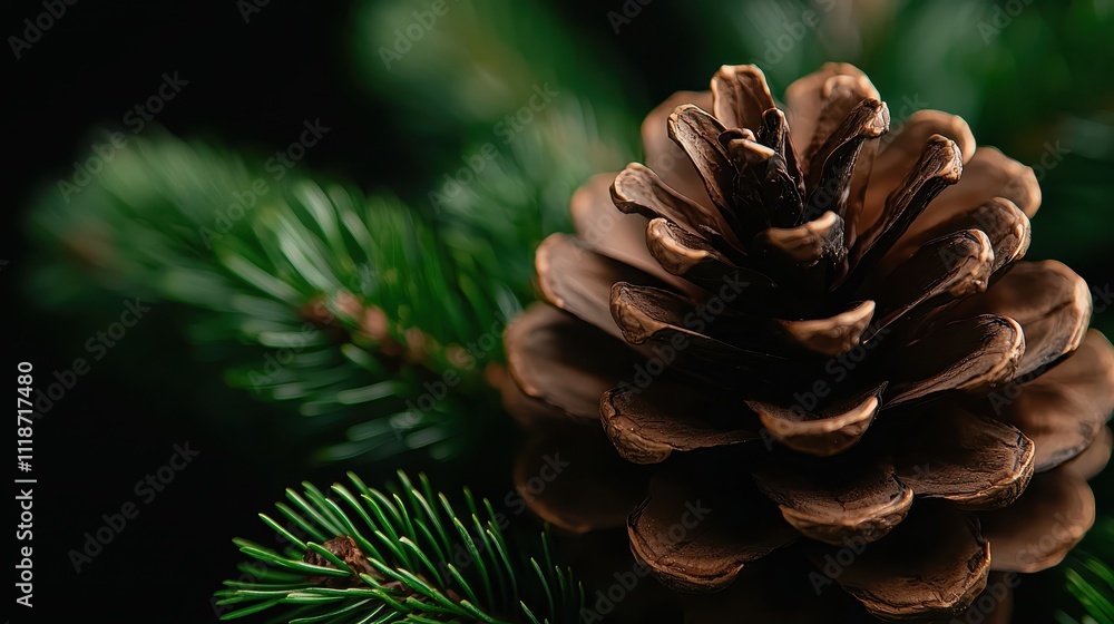Fototapeta premium Stunning Close-Up of a Pine Cone Surrounded by Greenery