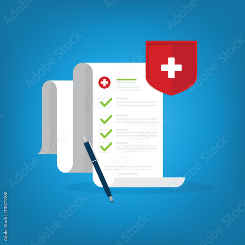 Health insurance protection. Healthcare concept. Vector illustration flat design style	