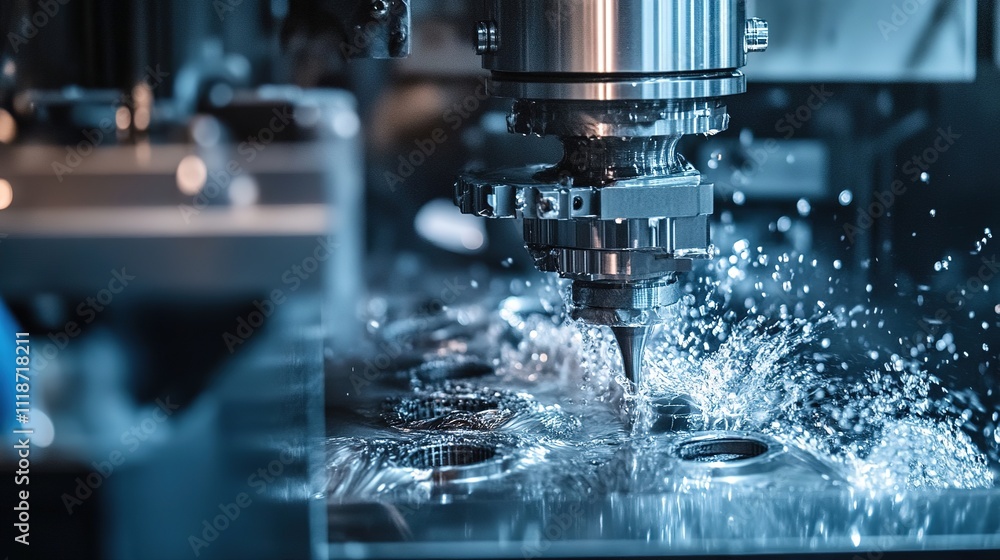 A clean and efficient industrial machine creating parts with precision. A clean and efficient industrial machine creating parts with precision.