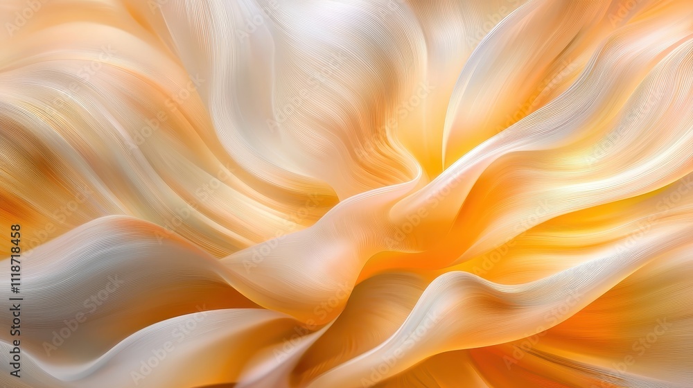 Flowing Waves of Warm Orange and Creamy Textures in Abstract Art Flowing Waves of Warm Orange and Creamy Textures in Abstract Art