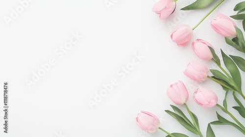 Elegant Arrangement of Pink Tulips on a Soft White Background