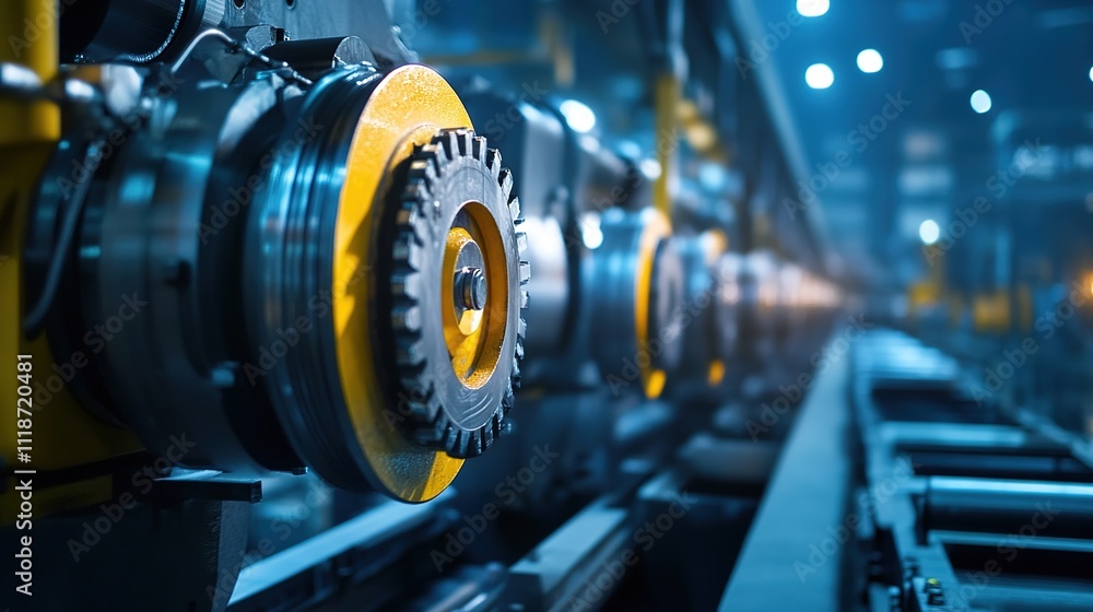 Fototapeta premium Heavy-duty industrial machinery working on a large-scale production line.