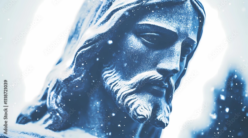 A serene Jesus statue portrayed in a mystical setting, surrounded by light and peaceful natural elements, symbolizing spirituality. A serene Jesus statue portrayed in a mystical setting, surrounded by light and peaceful natural elements, symbolizing spirituality.