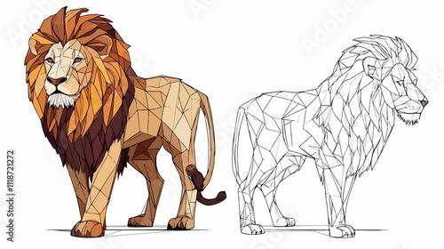 Lion Geometric Interpretation: Fierce Predator Art for Wildlife Enthusiasts photo