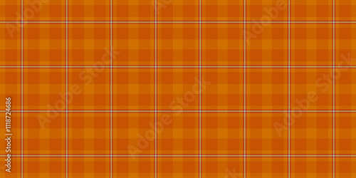 Tablecloth seamless fabric textile, fuzzy plaid background tartan. Many vector check pattern texture in orange and red colors.