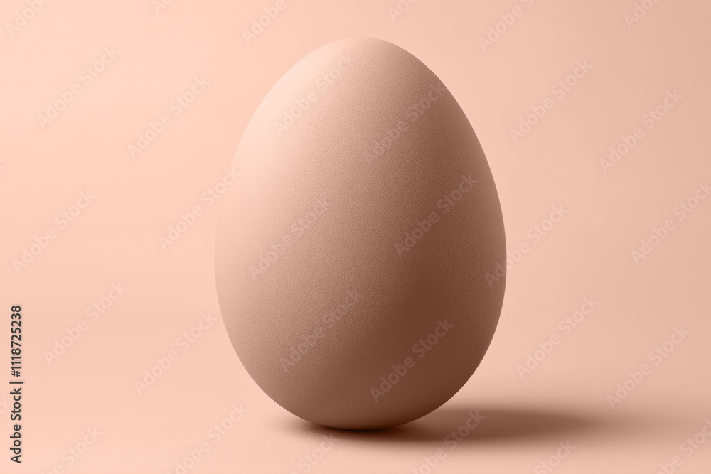 Elegant matte mocha mousse beige Easter egg on seamless background in soft light. Modern trendy tone hue shade Elegant matte mocha mousse beige Easter egg on seamless background in soft light. Modern trendy tone hue shade