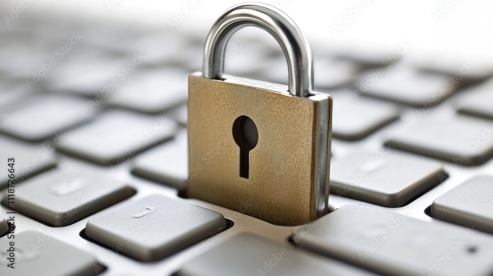 A padlock sits on a keyboard, symbolizing security and protection in digital environments. A padlock sits on a keyboard, symbolizing security and protection in digital environments.