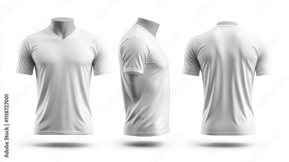 Henley 3D Render MOCKUP T-shirt in White on a mannequin. Generative AI Henley 3D Render MOCKUP T-shirt in White on a mannequin. Generative AI
