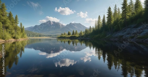 Reflections of a river in the stillness of Shavlinskoye lake, natural beauty, lake, reflections photo