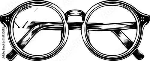 Hand-Drawn Vintage Eyeglasses Illustration