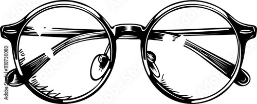 Hand-Drawn Vintage Eyeglasses Illustration