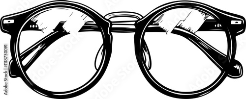 Hand-Drawn Vintage Eyeglasses Illustration