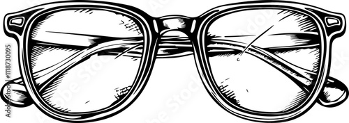 Hand-Drawn Vintage Eyeglasses Illustration