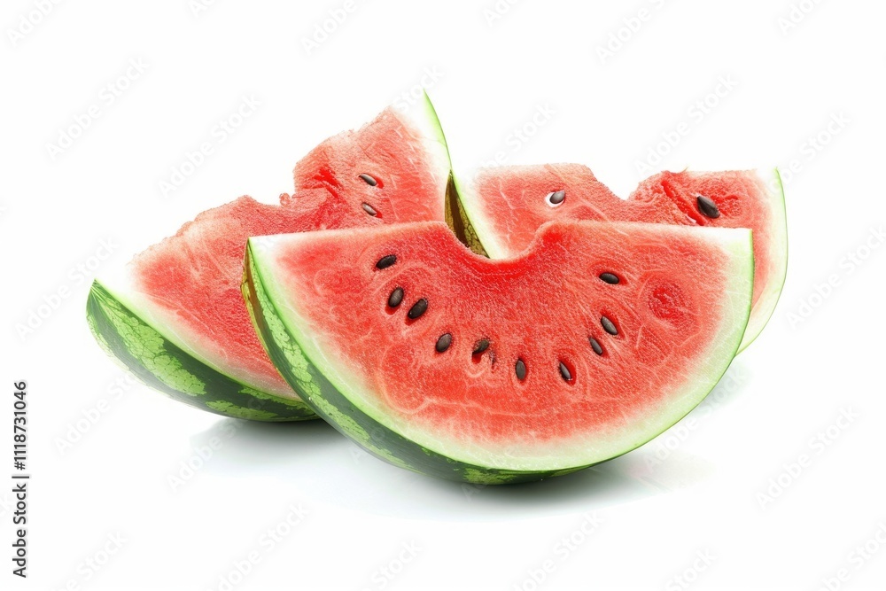 Ripe watermelon slices on white background. Ripe watermelon slices on white background.