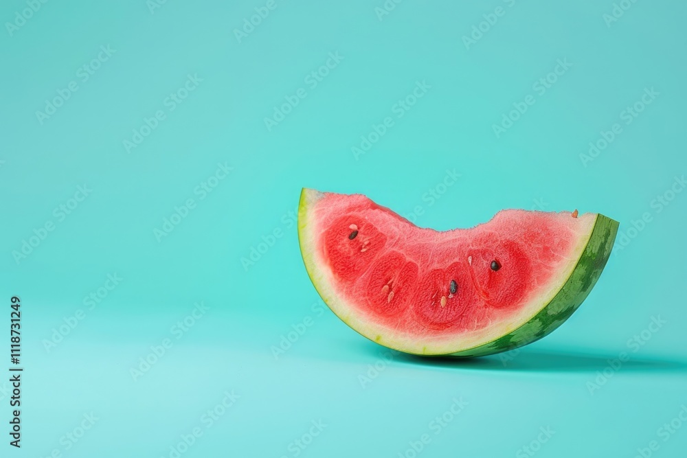 Sliced watermelon on light blue background. Watermelon slice. Summer concept. Sliced watermelon on light blue background. Watermelon slice. Summer concept.