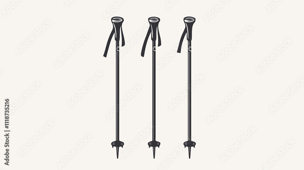 Ski Poles Vector Image: Outline Style Design for Winter Sports. EPS 1 Flat V Ski Poles Vector Image: Outline Style Design for Winter Sports. EPS 1 Flat V