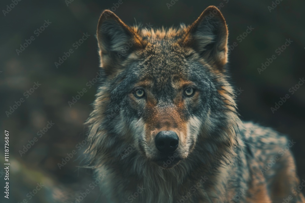 Fototapeta premium Menacing beauty of young European wolf.