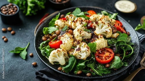 Cauliflower Lentil Salad with Fresh Herbs and Spices