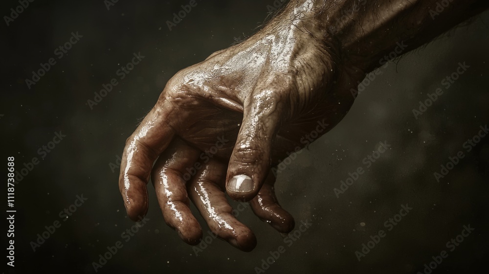Photograph with shallow depth of field, focusing on a tense hand or strained muscle, blurring the background Photograph with shallow depth of field, focusing on a tense hand or strained muscle, blurring the background