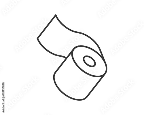 Toilet paper roll or tube icon design, template for wc. Bathroom hygiene icons, kitchen cleaning towel. Blank soft scroll product.